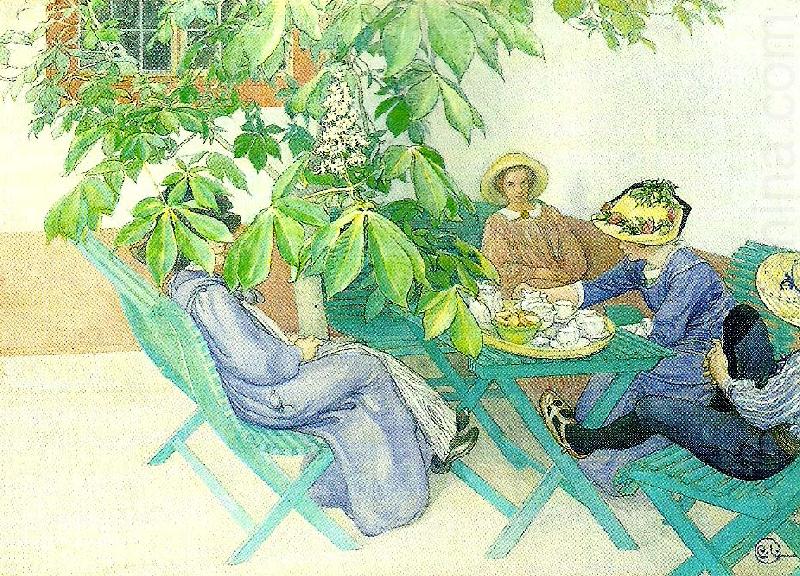 Carl Larsson under kastanjen-kastanjen blommar oil painting picture